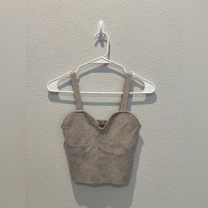 H&M Tops | Knit Bra Crop Top | Creamy/Gray